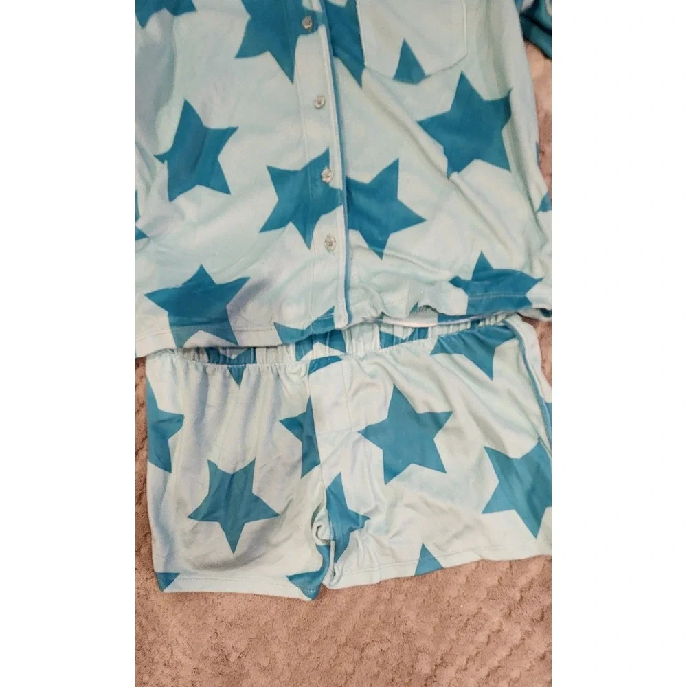 Art Class Girls Blue Star 2 Piece Pajama PJ Set Size L 10/12 NWT